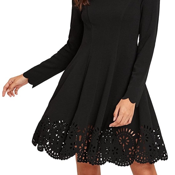 Black stretchy knit Skater Dress - Picture 5 of 7